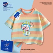 NASA哆啦a梦t恤儿童短袖男童2024夏季帅气中大童纯棉女童半袖