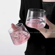 趣皿 ins粉色观山杯水晶玻璃杯富士山小众创意咖啡杯子家用喝水杯