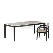 北欧班兰大理石餐桌椅组合意式实木餐桌极简长方形别墅餐厅大饭桌