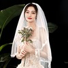 新娘婚纱头纱白色结婚主题蕾丝蓬蓬短款甜美森系超仙旅拍道具领证