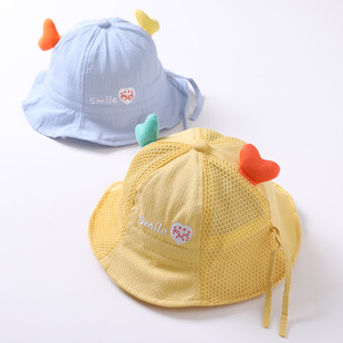 3-18个月婴儿帽子春秋薄款纯棉，盆帽可调节春夏，遮阳男女宝宝渔夫帽