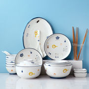 碗套装餐具碗盘子家用创意陶瓷家庭组合碗碟碗筷套装网红日式可爱