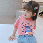 女童夏装2024年纯棉儿童短袖T恤小童上衣女宝宝洋气韩版童装