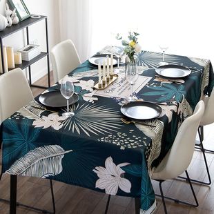 美式植物花卉棉东南亚风麻餐桌布艺防水防油防烫茶几餐桌桌布