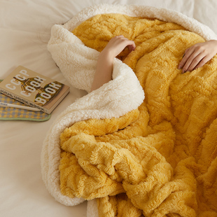 温暖美好塔肤绒羊羔绒毛毯保暖加厚秋冬季单双人(单双人)休闲毯子铺床垫