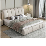 欧式现代简约布艺床1.8米双人轻奢实木床主卧1.5m储物皮床小户型