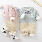 宝宝春秋装纯棉衣服女0到3个月婴幼儿满月连体衣男童周岁帅气礼服