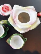 方亚陶瓷香槟玫瑰二人茶具，迷你茶壶茶杯套装，精致釉下彩田园风格
