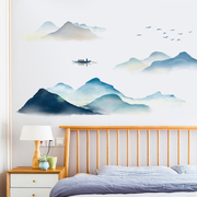 墙纸自粘背景墙贴画墙壁，山水画贴纸床头墙面纸，贴卧室装饰房间布置