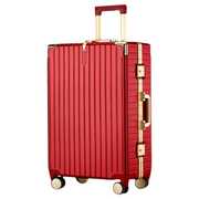 结婚行李箱女新娘陪嫁箱，一对红色拉杆箱铝框箱子，旅行箱皮