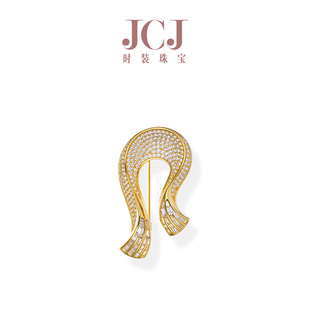 jcj时装珠宝highjewelplay系列，925银复古缎带造型立体胸针