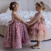 周岁礼服公主裙气质童装玫瑰花仙子裙2023洋气公主女童礼服裙