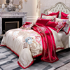 豪华欧式床上用品四件o套美式婚庆，十件套大红刺绣六八件套结婚床