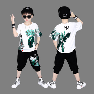 男童夏季套装2023夏季韩版小男孩子帅气儿童洋气运动两件套潮