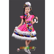 少儿少数民族演出服儿童表演服藏族舞蹈服装j水袖 蒙古族女童