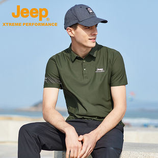 jeep吉普男装夏季冰感polo衫，男士高端商务翻领，t恤休闲宽松短袖潮
