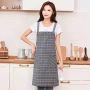 纯棉围裙女韩版棉麻围裙粗布罩衣成人家用厨房防油防污做饭工