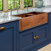 美式厨房水槽单品双槽嵌入式洗菜洗碗盆家用橱柜手工铜盆