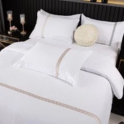 酒店宾馆床上用品四件套白色被套床单加密加厚三件套民宿套件