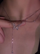 锆石蝴蝶项链女2023年潮轻奢小众设计感颈链双层高级感锁骨链