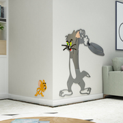 猫和老鼠儿童房间墙面装饰贴纸画创意卡通男孩卧室床头背景3d立体