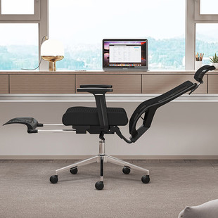 奈高电脑椅家用办公椅子可躺椅转椅人体工学椅老板椅黑色含隔脚