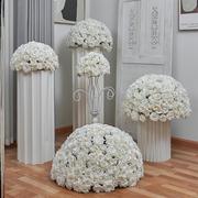 仿真玫瑰花球婚礼餐桌装饰桌花几何架子路引橱窗展厅布置绢花