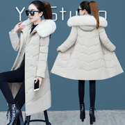 反季冬季羽绒服女中长款韩版显瘦加厚时尚，大码毛领外套