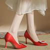 红色高跟鞋婚鞋女2023年细跟秀禾婚纱，两穿结婚新娘鞋女婚宴