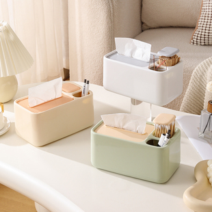 桌面纸巾盒家用客厅创意茶几收纳盒放遥控多功能抽纸盒带弹簧