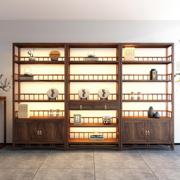 博古架实木新中式茶叶架子，古董置物架茶室收纳展示柜，隔断多宝阁博