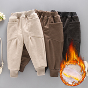 男童加绒裤1-7岁男宝宝加厚裤子儿童冬装外穿中小童三层保暖棉裤5
