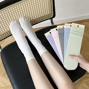 韩版日系学院风INS百搭素色纯色女棉袜中筒袜堆堆袜无后跟直板袜