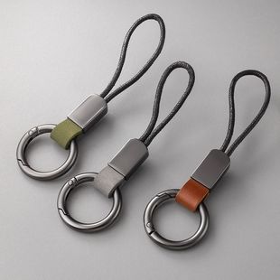 简约牛皮手绳钥匙扣挂件创意个性汽车链男女情侣一对锁匙圈环