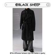blacksheep小众设计感假两件大衣毛呢，中长款外套轻熟风衣呢子男秋