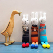 个性创意diy制作学生手工，作业袜子娃娃条纹，兔子材料包