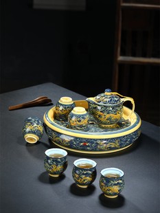 景德镇高档托盘功夫茶具套装陶瓷，茶盘茶壶双层茶杯家用整套礼盒装