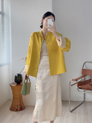 玉米家 奢美/素雅两面穿 新中式女装流沙黄撞色提花真丝外套国风