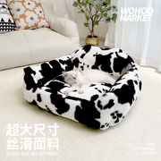 奶牛大号猫窝冬季保暖狗窝加厚通用半封闭式宠物，沙发垫子加绒四季