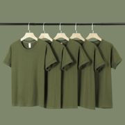 270g日系重磅纯棉军绿色t恤男士宽松厚实全棉纯色短袖体恤