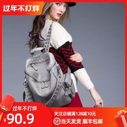 香港 2020韩版铆钉双肩包女包 软皮单肩包休闲旅行大背包