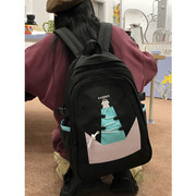 书包初中女生小众设计感休闲帆布包大容量大学生上课包旅行双肩包