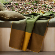 挪威rorostweed纯羊毛毯方形交错沙发，盖毯空调午睡毯保暖家用毯