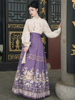 新中式国风复古绣花立领长袖衬衫，上衣织金提花马面，裙汉服两件套装