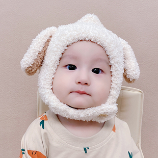 婴儿帽子秋冬可爱幼儿童毛线帽男童保暖护耳防风女宝宝毛绒帽洋气