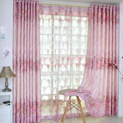 欧式田园窗帘客厅卧室婚房粉色紫色提花棉高档遮光布艺窗帘成品