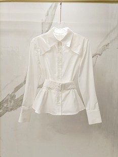 原创设计~轻奢尖货品质，修身腰带收腰显瘦长袖白衬衫白领通勤