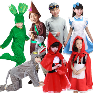 万圣节小红帽儿童服装猎人，大灰狼环保树老奶奶童话剧，公主裙演出服
