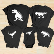 恐龙亲子夏季亲子装爸爸妈妈字母，一家五口口，四口休闲圆领短袖t恤