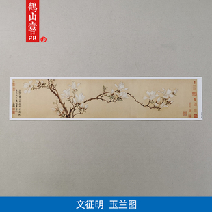 名画高清复制明代文征明白玉兰，图国画兼工带写艺术微喷字画装饰画